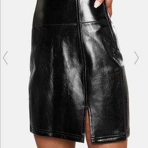 New Free People black vegan leather coating skirt